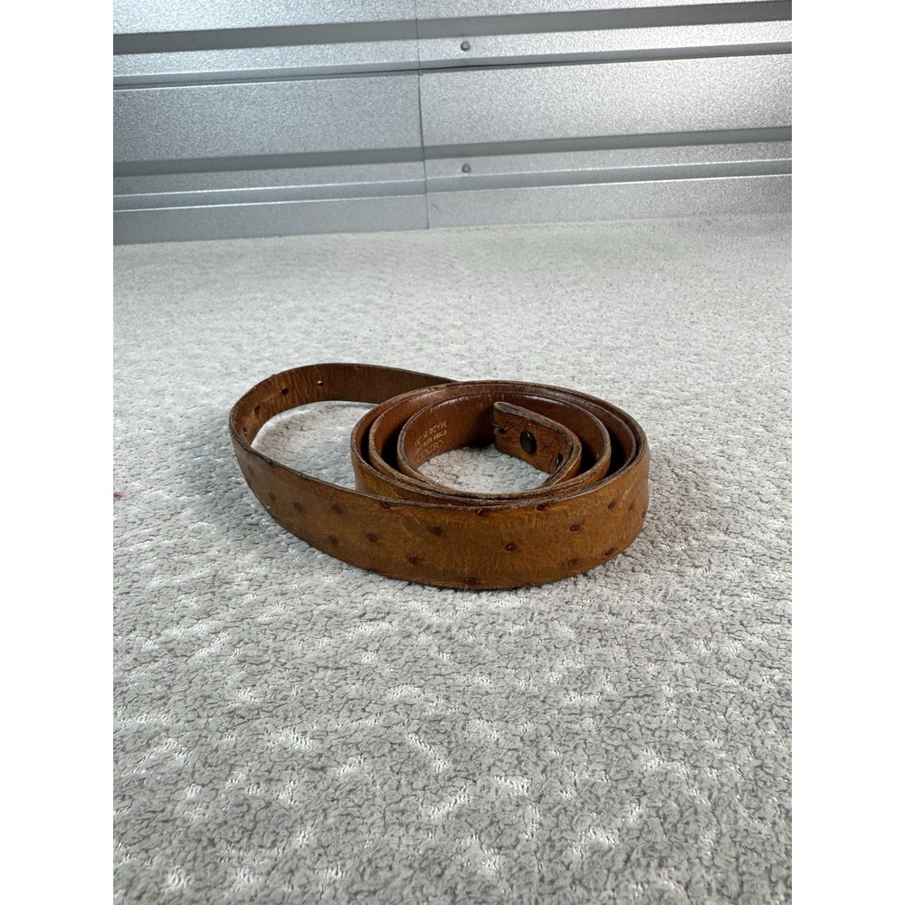 Rewards Belt Brown Ostrich  44 Extra Long Leather Hammered NO BUCKLE‎